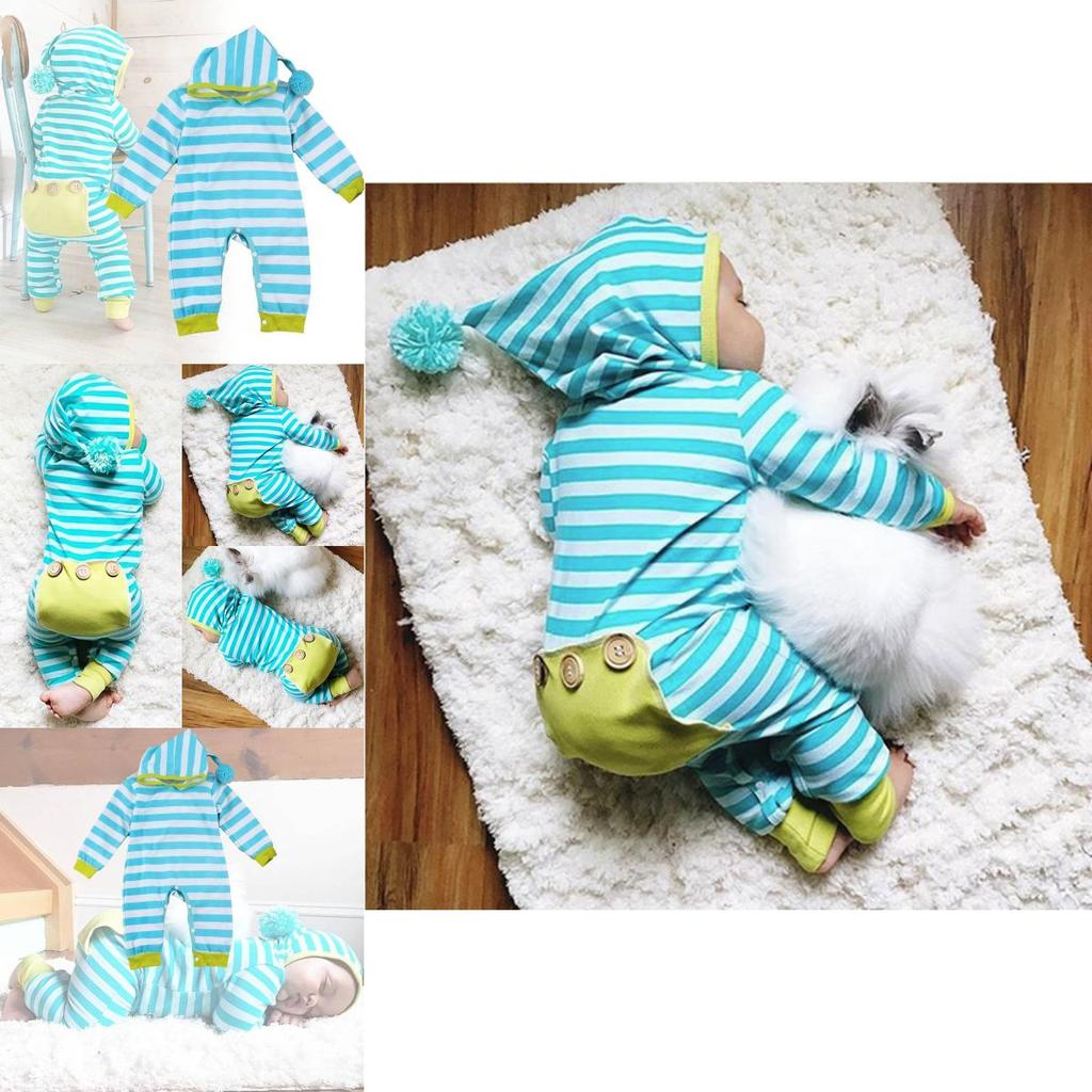 Adorable Cotton Newborn Romper Unisex Baby Jumpsuit Comfortable Long Sleeve Striped Onesie