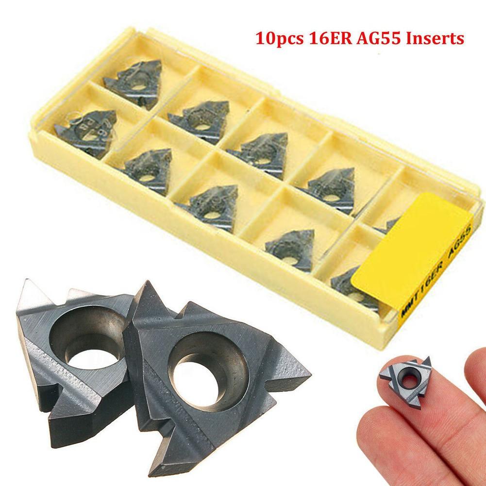 10Pcs 6mm 16ER AG55 Carbide Threading Inserts CNC Lathe Turning Blade Tool