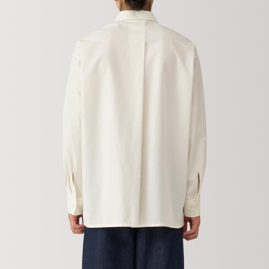 MUJI Men's Washi-Blend Poplin Shirt, BG1RFA4A, Off-White, Men's Size S