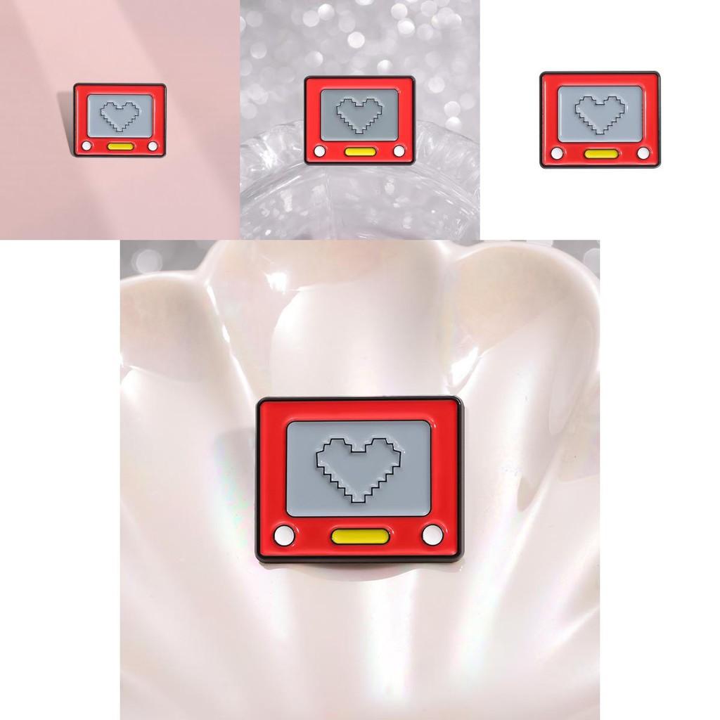 Geometric Red Decorative Heart Brooch With Fun Cartoon Design For Lovers Fashion