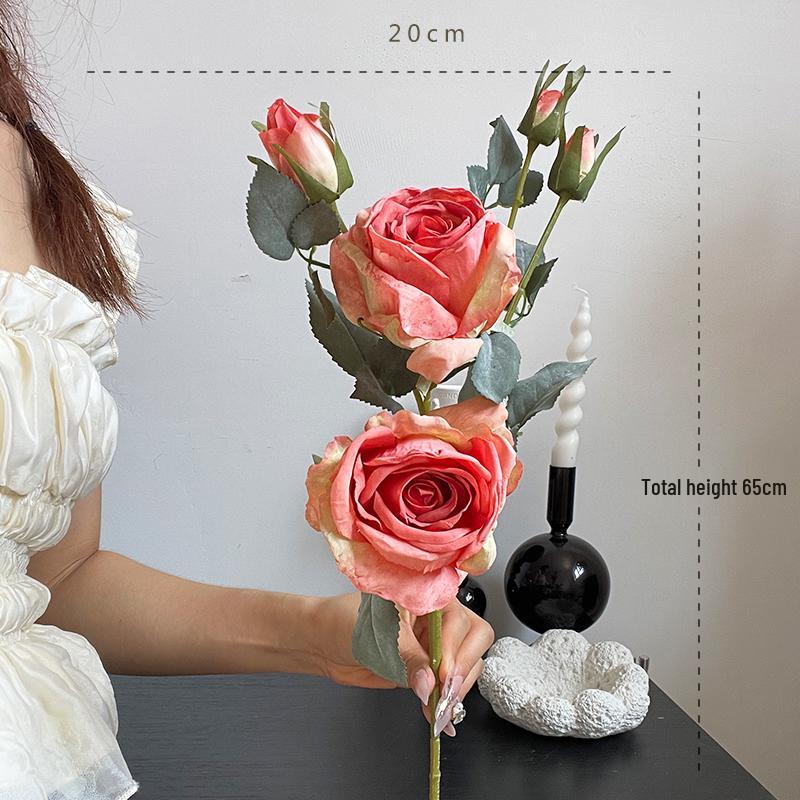 Liu Yifei Inspired Dried Flower Oil Painting - Artificial Rose Bouquet for Living Room or Dining Table Decor