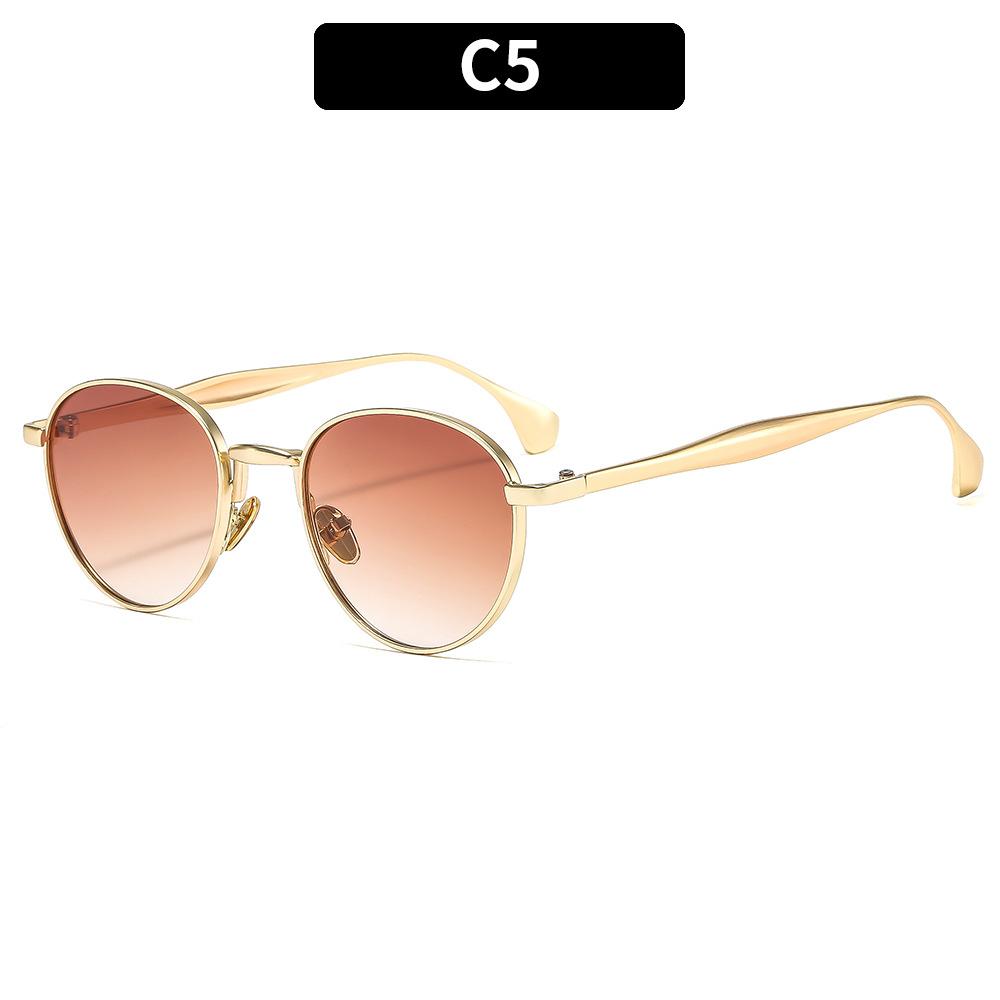 Women's sunglasses, men's and women's retro sunglasses, metal round frame sunglasses.