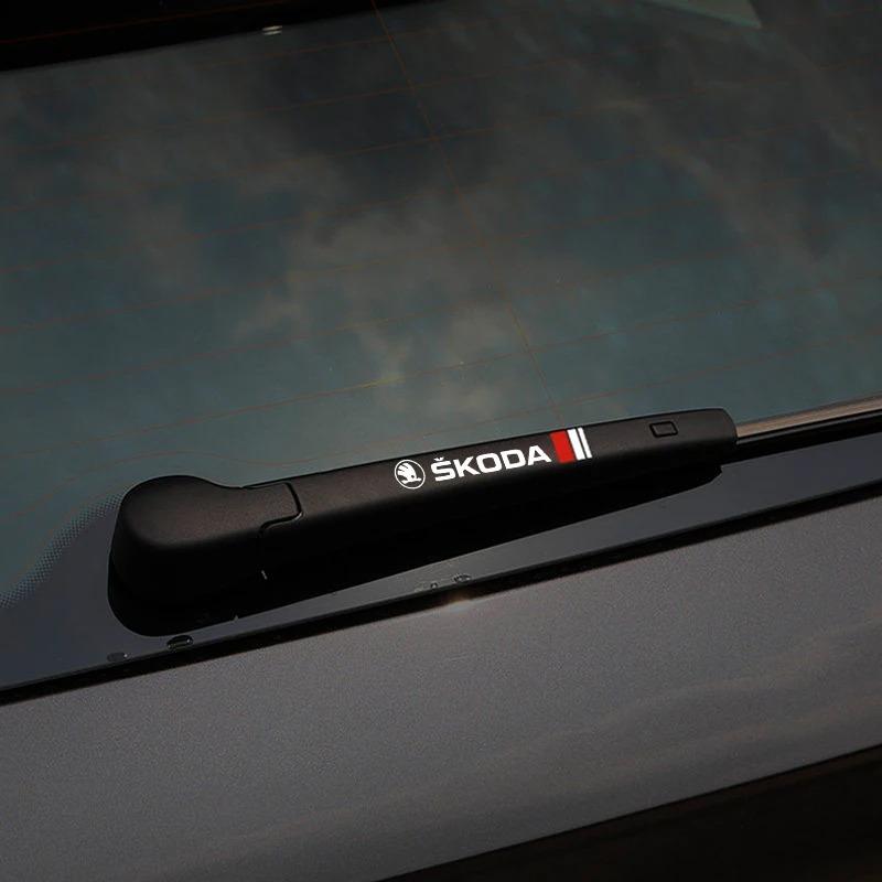 AAAJG1 2pcs Car Crystal Emblem Decals Car Window Wiper Stickers For Skoda Octavia A5 A4 Fabia Superb Rapid Mk3 Yeti Kodiaq