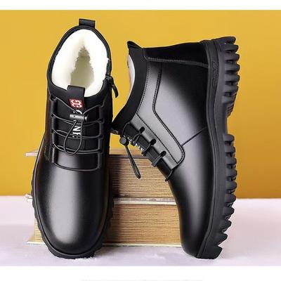 Neue Herren beliebte Business Baumwollschuhe Herren Lederoberfläche warmes Samt verdickte Schuhe High-Top wasserdichte und kältebeständige Schneestiefel