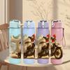 1PC Retro Motorcycle Rider Vehicle Pattern 750ml Color Plastic Sports Water Bottle Leakproof Flip Straw Lid Suitable for Sports Office Home Use