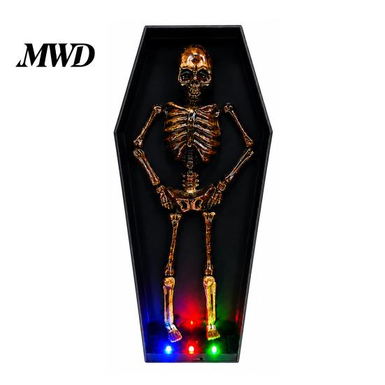 Interactive Halloween Music Box Dancing Skeleton In Casket, Light Up Musical Toy with Scary Prop LED Lights, Spooky Animated Decor, Party Haunted