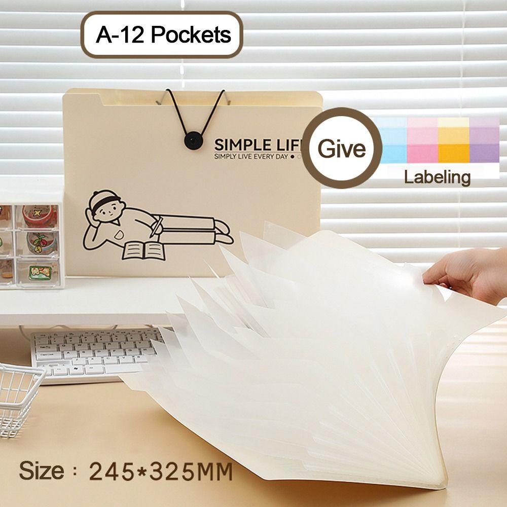 

Пластикова папка А4 Організатор файлів великої місткості Креативний пакет для зберігання паперу А4 Школа Офіс A-12 Pockets