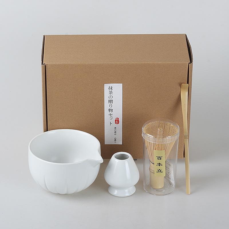 1/4 szt. Japońska Filiżanka do Herbaty Zestaw Akcesoriów do Ubijania Matchy oraz Matcha do Miseczki na Matchę Taca Bambusowa Miotełka Akcesoria do Ceremonii Herbacianej