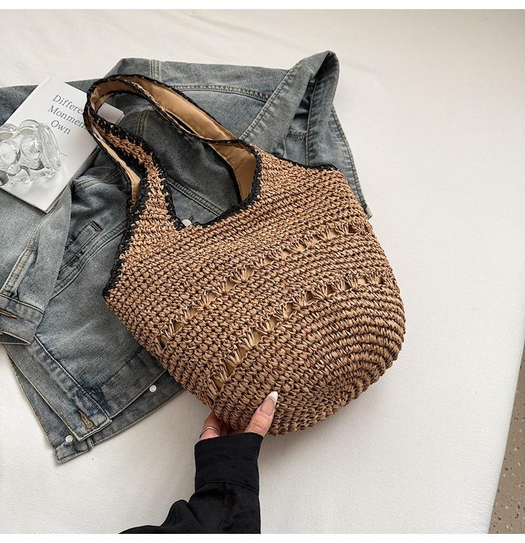 New casual shoulder bag hollow handbag woven bag sweet large capacity seaside vacation wind beach bag women's bag