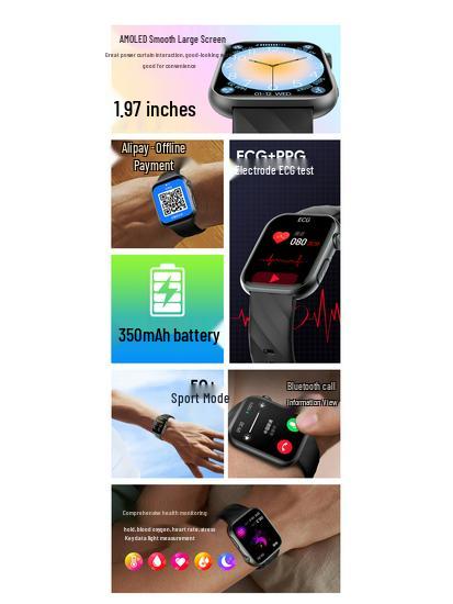 Smartwatch ECG MT500 com Display AMOLED e Suporte para Alipay Offline