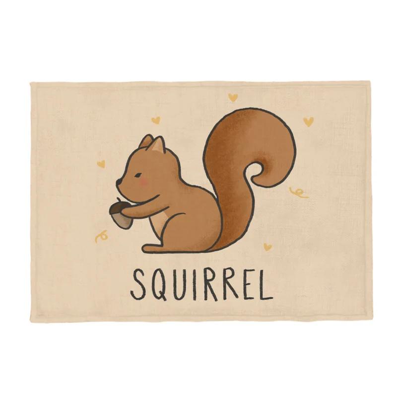 Cute Animal Placemat Rabbit Raccoon Seahorse Shark Children Napkin Dining Table Coaster Sheep Sloth Snail Squid Polyester Hemp