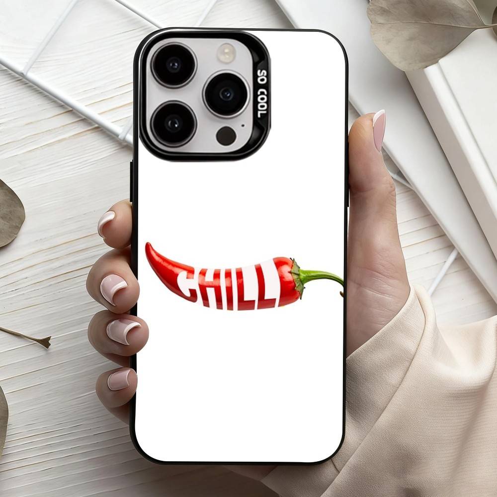 L-Love Red Chili  Phone Case For iPhone17,16,15,14,13,12,11 Plus,Pro Max Candy Silver Plated Inside Cover