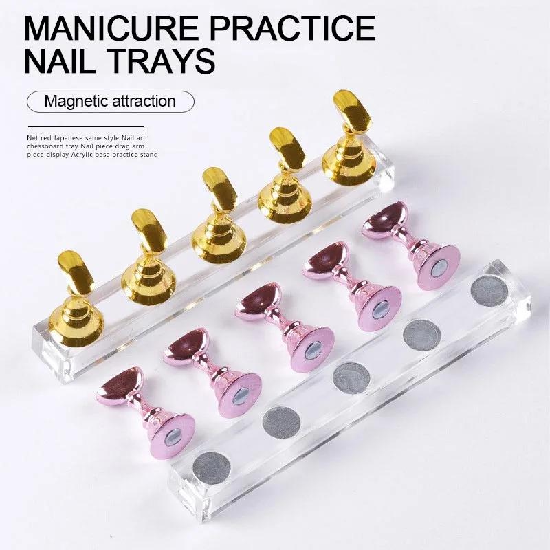 NEW 5pcs Magnetic Nail Stand Nail Display Tips Nail Polish Holder Stand Sample Nails Display Tools MJZSJ03