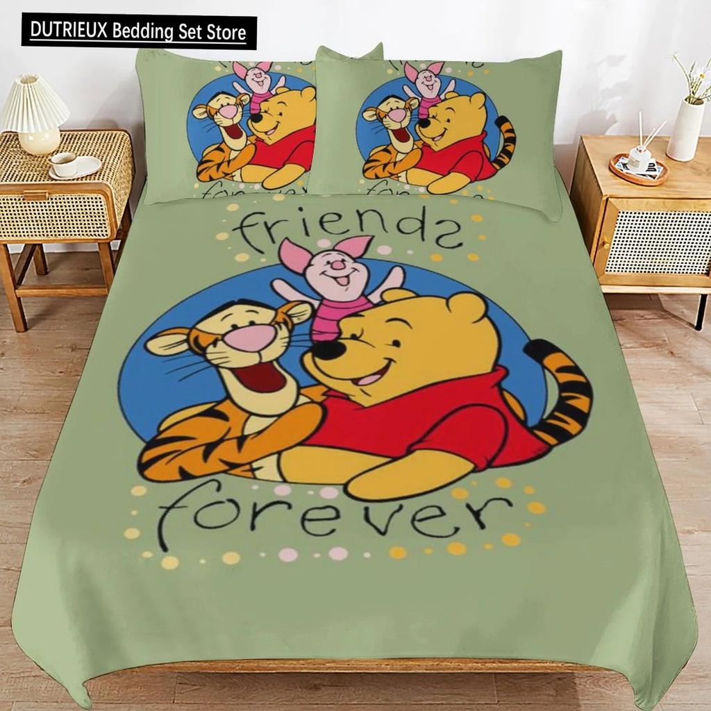 Winnie Puuh Bettbezug Mikrofaser Bettwäschesets Bettdecke 1 Bettbezug und Kissenbezüge für Kinder Jungen Mädchen Schlafzimmerdeko