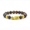 Pixiu Armband Feng Shui Rijkdom en Geluk Armband Heren Polsband Goudkleur Obisidiaan Steen Kralen Zwart Zes Karakter Cadeau