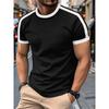 Nowa Letnia Elastyczna Codzienna Koszulka Męska z Krótkim Rękawem na Imprezę Domową Spotkania Kolorystyczne Dopasowanie Jednolity Kolor Vintage Streetwear Top