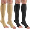 Zipper Compression Socks Open Toe Knee High Stockings Unisex  Improve Circulation Relieve Swelling Fatigue for Running Sports