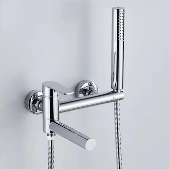Bathtub Faucet Brass Wall Mounted Bathroom Shower Mixer Tap Single Handle Waterfall Mixing Spout Full Shower Set For Toilet