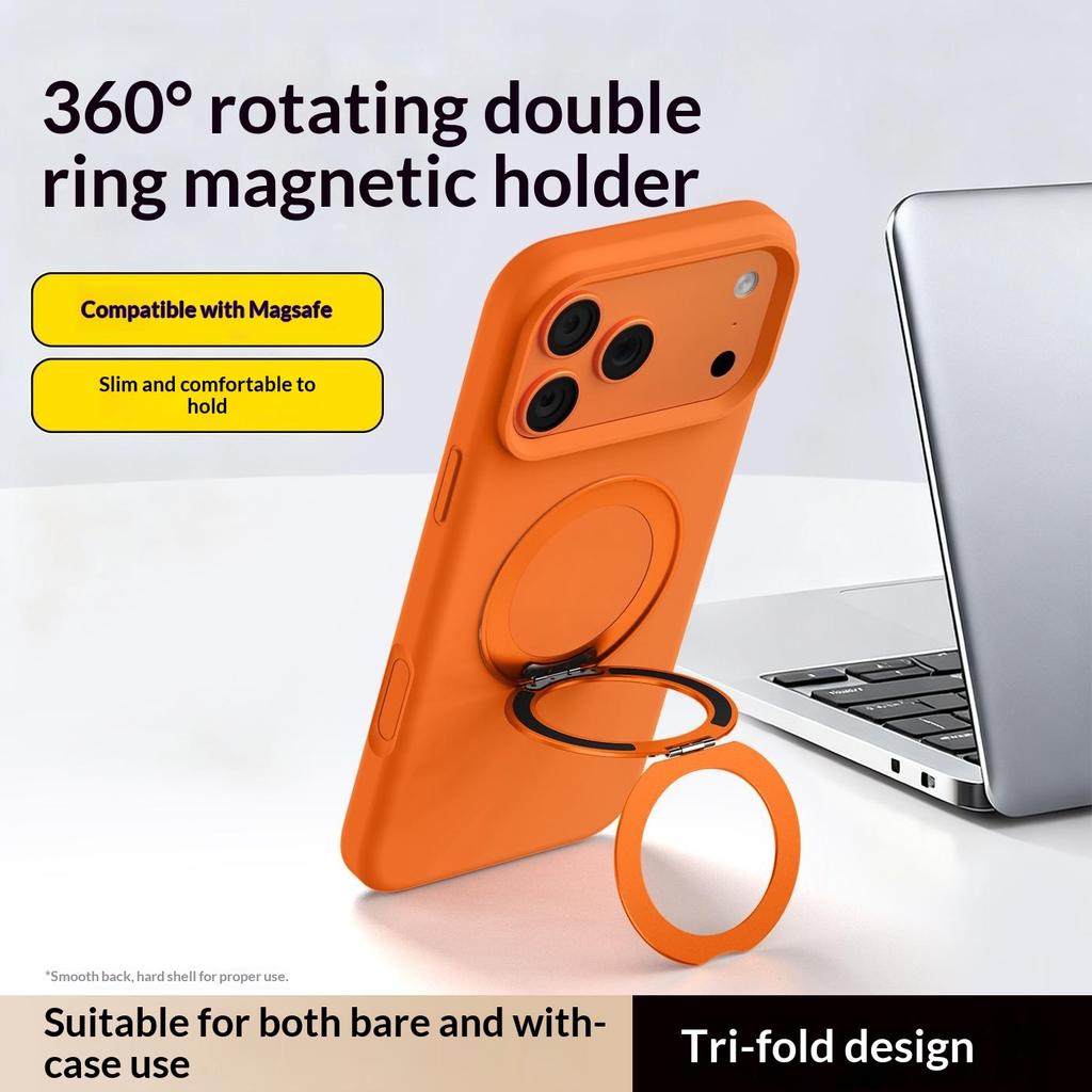 Q11 Ultra Thin Tri-Fold Magnetic Ring Stand Adhesive Mount 360 Degree Rotation Phone Bracket