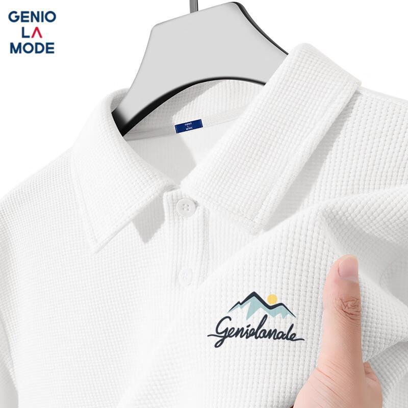 GENIOLAMODE Men s Waffle Knit Polo Shirt L