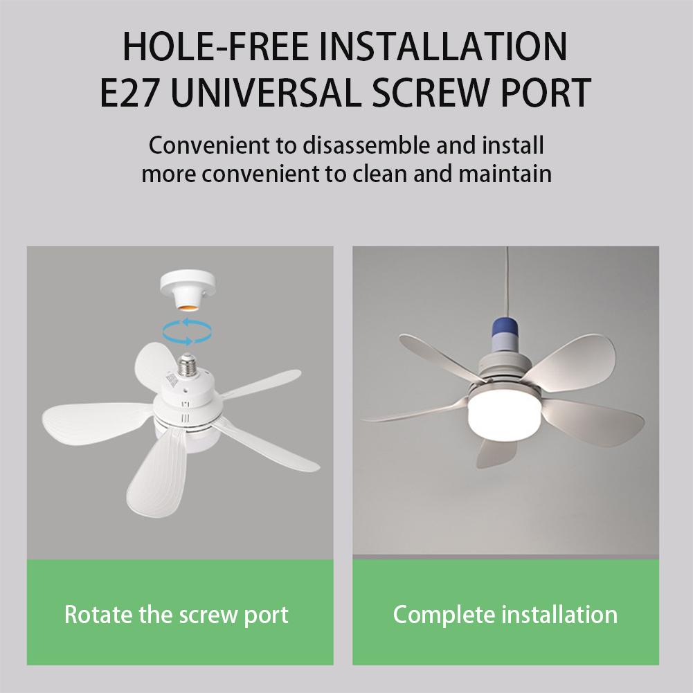 2 In 1 Hanging Fan with LED Light 3 Gears Universal Dimming Fan Timing Modern Smart Cool Fan for Dining Room Bedroom Living Room