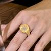 Classical brushed texture octagonal star rings for women charm vintage sparkling diamond inlay oval ring banquet  gift