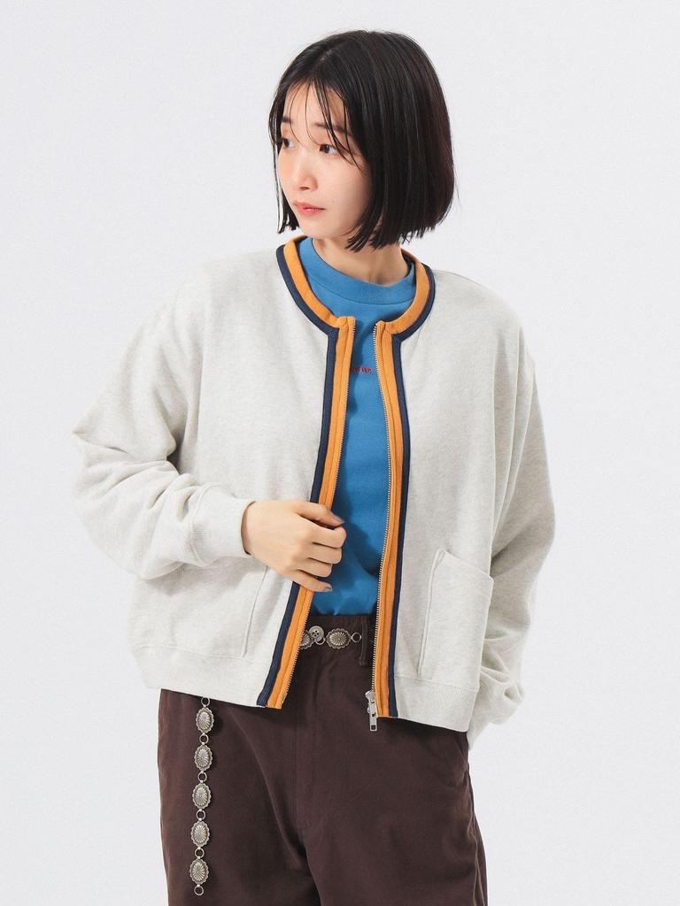 Beams Boy Women's Oatmeal Three-Tone Sweatshirt Cardigan, One Size