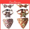 Adorable New Pet Collar In Autumn Maple Leaf And Pumpkin Series Triangle Scarf And Sunflower Design