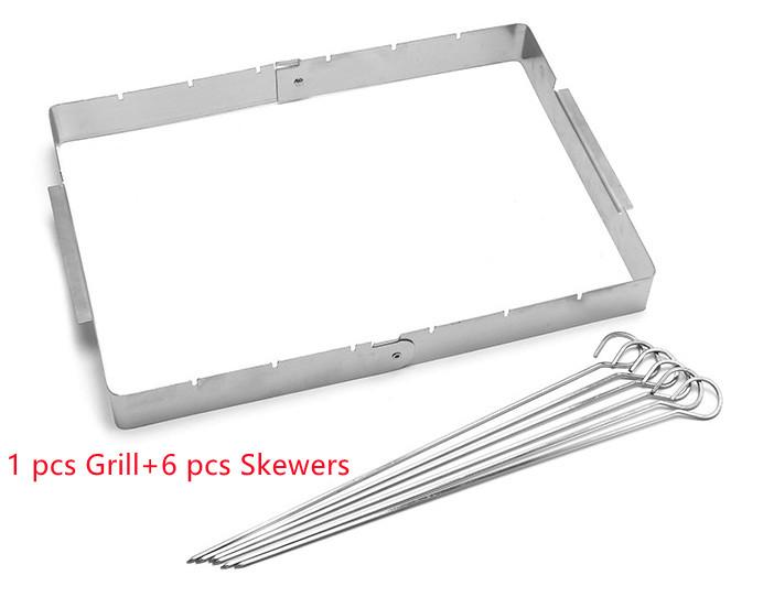 

6 шт. шампуров для барбекю из нержавеющей стали со складной стойкой многоразовые кухонные принадлежности для гриля инструменты для барбекю на открытом воздухе
