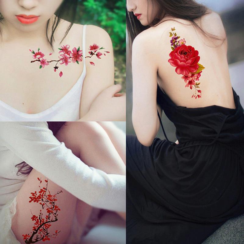 Waterproof Artificial Flowers Arm Shoulder Tattoo Stickers Flash Henna Tattoo Sticker