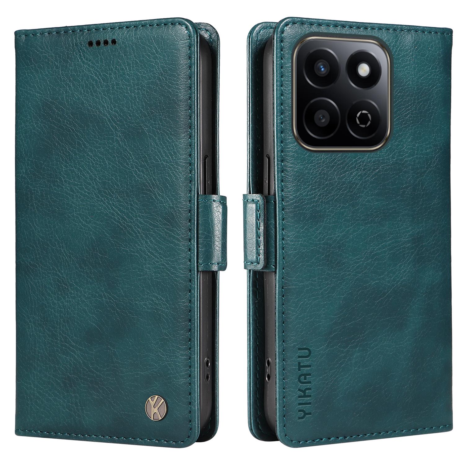 

YIKATU YK-007 For Honor Play 60 Plus 5G/Play 9T/X7c 4G/200 Smart 5G Case Side Buckle PU Leather Phone Cover Litchi Texture B