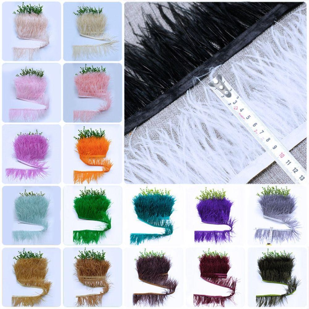 1 Meter Ribbon Tassel Natural Ostrich Feathers Sewing Decoration Fluffy Texture Feather Plumes Ribbon Selvage Apparel Fabric