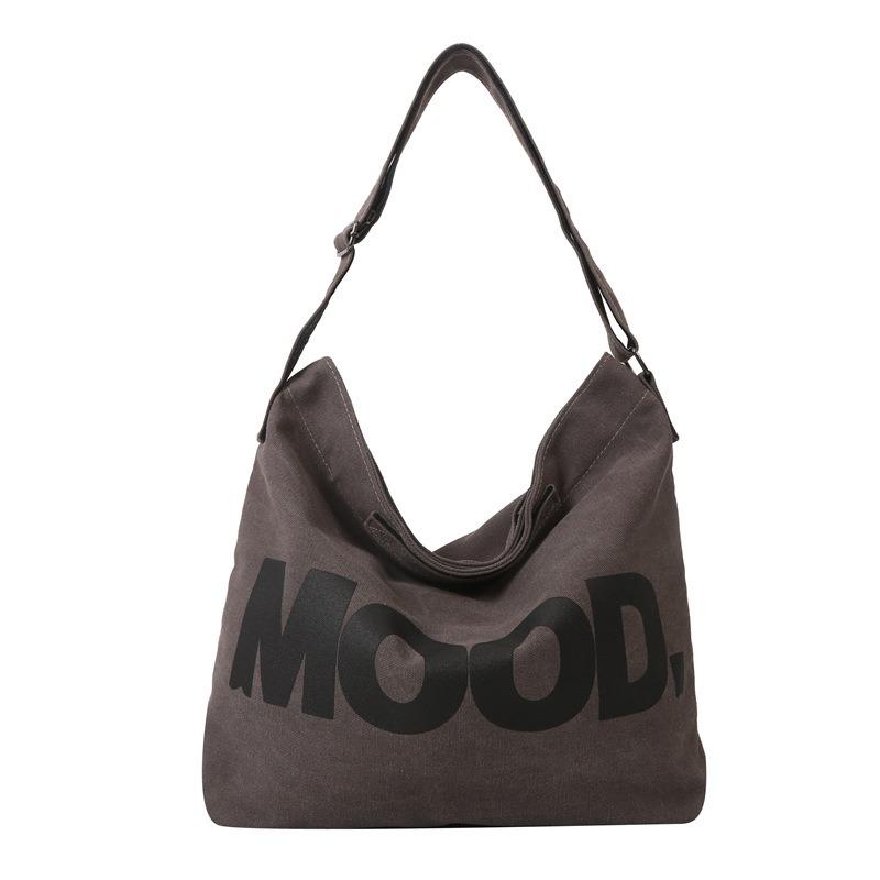 Retro Large-capacity Canvas Bag, Street Trend Simple Letter Bag, Fashionable Personality Shoulder Messenger Bag
