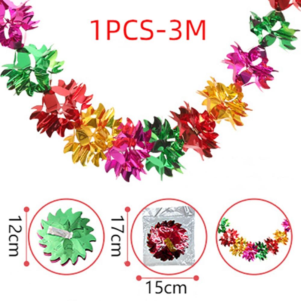 1/4pcs Xmas Gift Christmas Metalic Foil Garland Multi Colour Wedding Accessories Ceiling Wreath Creative Party Supplies