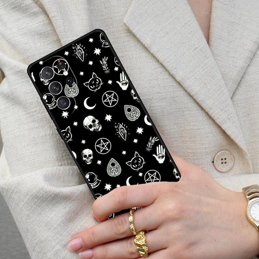 Girly Pastel Witch Goth Pattern SOFT Cell Phone Case for Samsung Galaxy S26 Ultra S25 S24 S23 S22 S21 S20 Note10 Cover