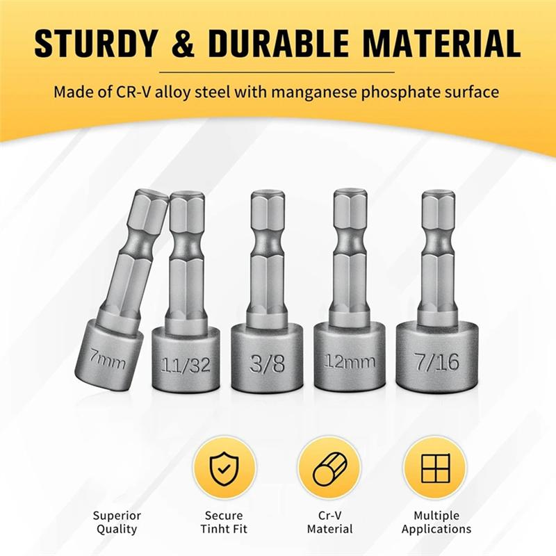 Fresh 14PCS Powerful Socket Hexagonal Wrench Hexagonal Handle Screwdriver Socket Extension Rod Pneumatic Screwdriver Insert