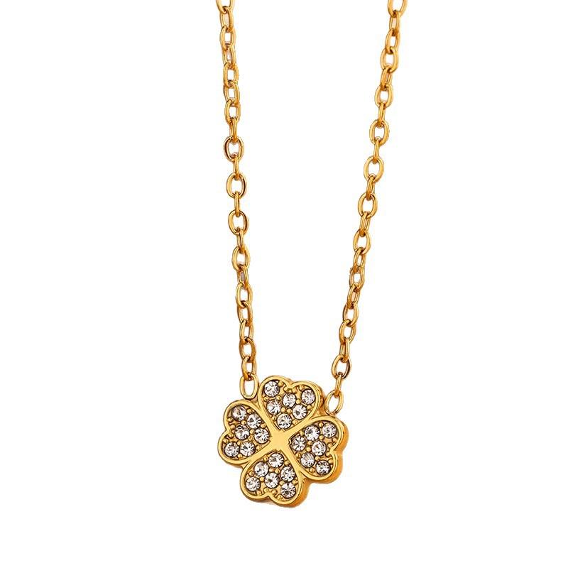 Four-leaf Clover Bracelet Necklace and Earring Set – A Luxurious and Sophisticated Titanium Steel Jewelry Set