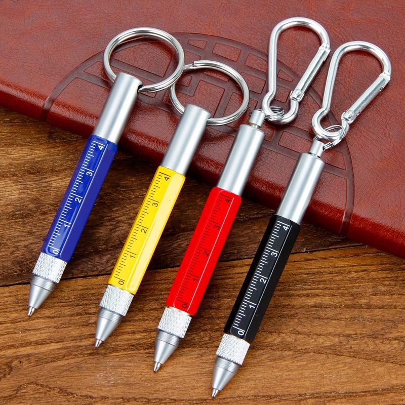 Monking 6 In 1 Multifunctional Pen With Keychain Touch Screen Stylus Capacitive Pen With Screwdriver Ruler Ballpoint Pencil Tool