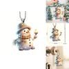 Christmas Cute Handheld Candle Snowman Pattern Acrylic Pendant For Festive Decor