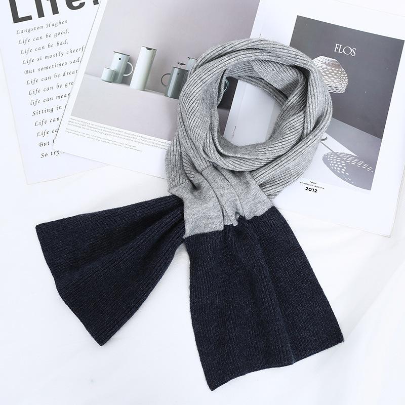 Autumn and Winter New Compact Couple Scarf Open Cross Knitted Shawl Scarf Two Color Splicing Couple Scarf