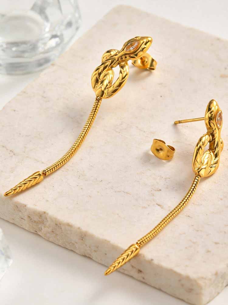 Snake Chain Long Tassel Earrings for Women, Stainless Steel  18K Gold Plated Dangle Earrings Fashion Jewelry