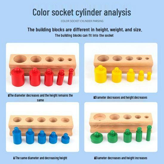 Montessori Holzsteckdosenzylinder Lernspielzeug für die frühe Kindheit und den Kindergarten