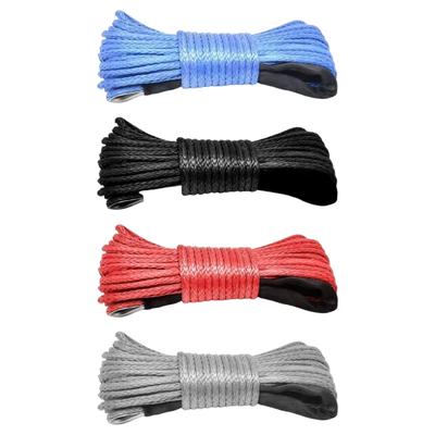 Braided Nylon Winch Cable 15 M Recovery Rope with Reinforced Loop and Protective Sleeve for 8200Lbs Towing Support
