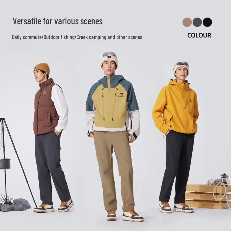 Camel Men's Winter Fleece-Lined Water-Repellent Stretch Softshell Casual Pants