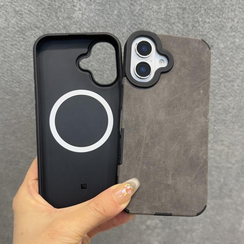 Matte Leather Magnetic Wrist Strap Case For For Iphone 17 16 Pro Max 13 15 12 11 14 Plus For Magsafe Camera Protection Soft Cover