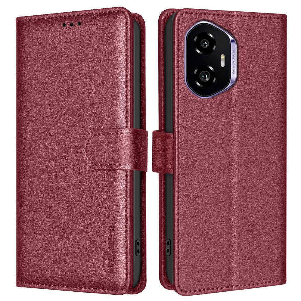 

BINFEN COLOR BF32 For Honor 300 Leather Case Wallet RFID Blocking Phone Cover Red