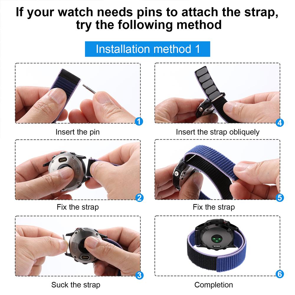 Hook Loop Nylon Watchbands Strap For Garmin Enduro 3 2 Watch Bracelet For Garmin Fenix 8 E 5X 6X 6 Pro 7X Epix Pro 935 Wristband