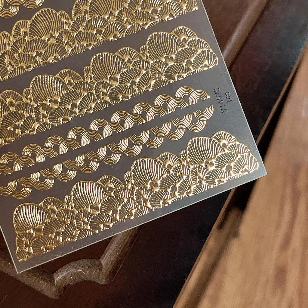 YITU Hot Stamping Nail Stickers, Light Luxury Chinese Style, Hollowed-Out Lines, Self-Adhesive Nail Art Decals YT4578.