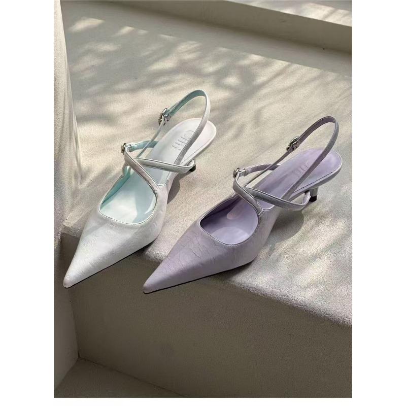 Fashion Spring New Brand Women Sandal Shoes Fashion Pointed Toe Ankle Strap Ladies Elegant Slingback Shoes Thin Low Heel Pumps