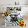 Cow Print Duvet Cover Twin Size, 3 Pieces Cow Bedding Set with 2 Pillowcases, Black and White Comforter Cover Bedroom Decor